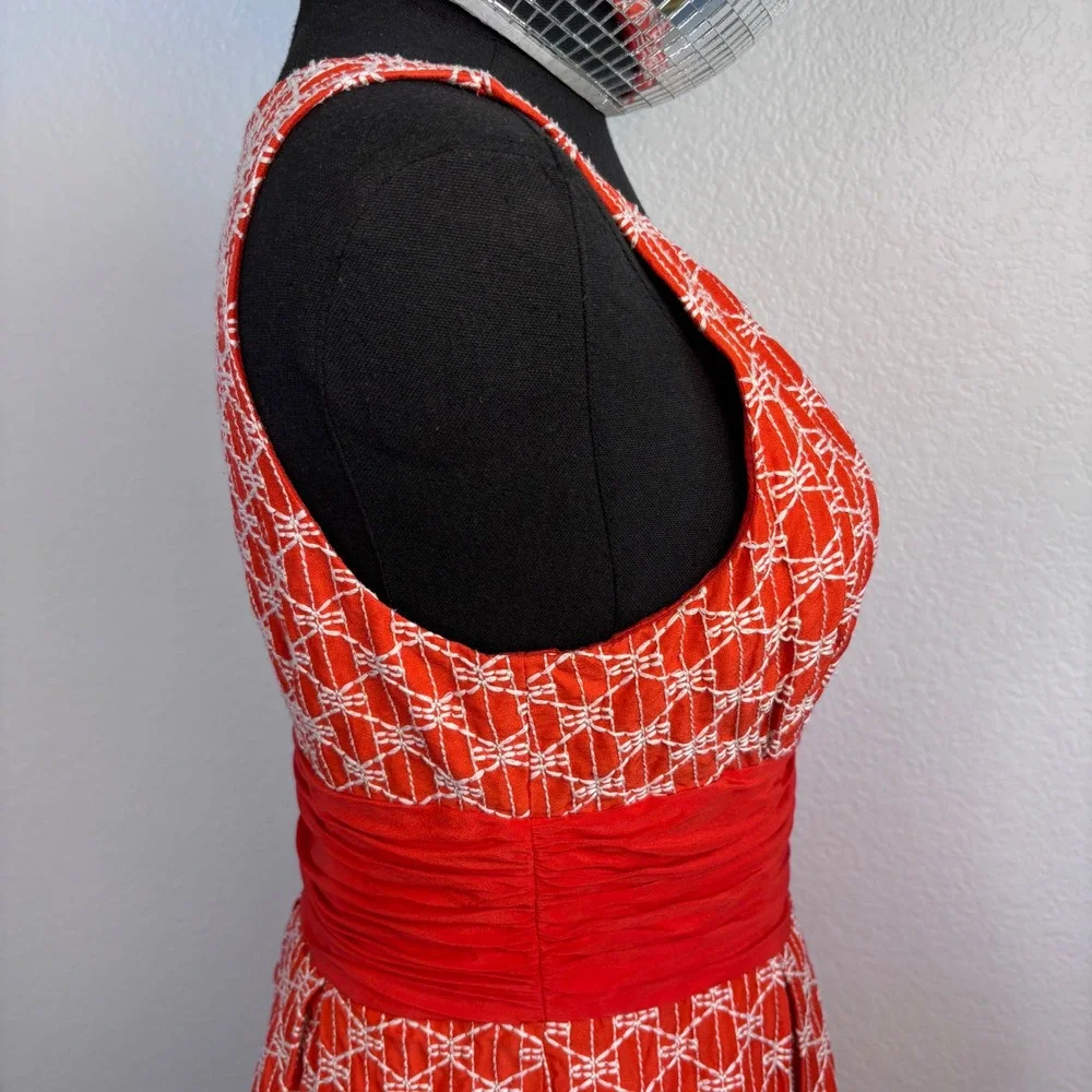 Frock by Tracy Reese Geometric Fit Flare Dress, Size 6 Red White, Y2K Millennial